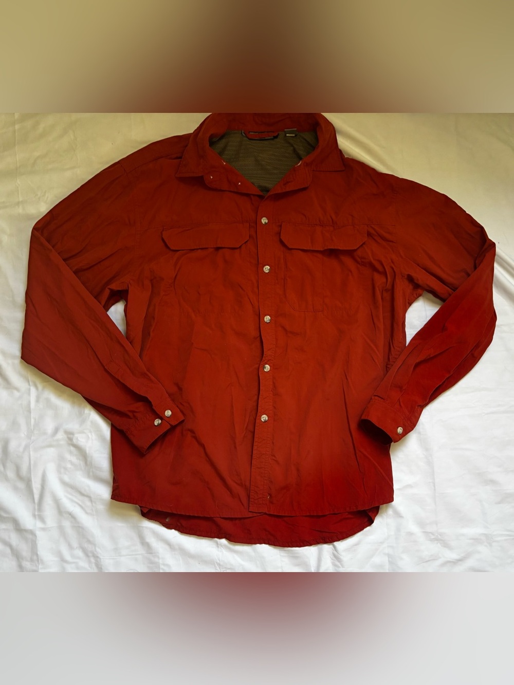 REI Men’s Vintage Long Sleeve Hiking/Fishing Shirt in Rust Sz L